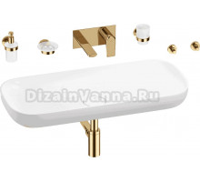 Комплект 8 в 1 Wellsee Croquis 201005738 глянцевый белый, золото, С ВНУТРЕННЕЙ ЧАСТЬЮ