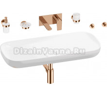 Комплект 8 в 1 Wellsee Croquis 201005739 глянцевый белый, розовое золото, С ВНУТРЕННЕЙ ЧАСТЬЮ