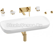 Комплект 8 в 1 Wellsee Croquis 201005743 глянцевый белый, золото, С ВНУТРЕННЕЙ ЧАСТЬЮ