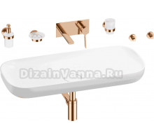 Комплект 8 в 1 Wellsee Croquis 201005744 глянцевый белый, розовое золото, С ВНУТРЕННЕЙ ЧАСТЬЮ