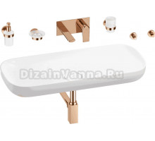 Комплект 8 в 1 Wellsee Croquis 201005759 глянцевый белый, розовое золото, С ВНУТРЕННЕЙ ЧАСТЬЮ