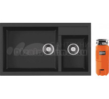 Комплект Мойка Omoikiri Tedori 86-2-LB, черная + Измельчитель Nagare slim 900