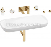 Комплект 8 в 1 Wellsee Croquis 201005778 глянцевый белый, золото, С ВНУТРЕННЕЙ ЧАСТЬЮ