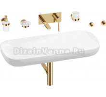 Комплект 8 в 1 Wellsee Croquis 201005783 глянцевый белый, золото, С ВНУТРЕННЕЙ ЧАСТЬЮ