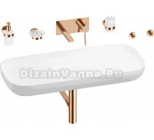 Комплект 8 в 1 Wellsee Croquis 201005784 глянцевый белый, розовое золото, С ВНУТРЕННЕЙ ЧАСТЬЮ