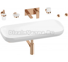 Комплект 8 в 1 Wellsee Croquis 201005799 глянцевый белый, розовое золото, С ВНУТРЕННЕЙ ЧАСТЬЮ