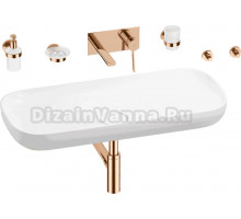 Комплект 8 в 1 Wellsee Croquis 201005804 глянцевый белый, розовое золото, С ВНУТРЕННЕЙ ЧАСТЬЮ