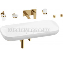 Комплект 8 в 1 Wellsee Croquis 201005818 глянцевый белый, золото, С ВНУТРЕННЕЙ ЧАСТЬЮ