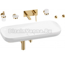 Комплект 8 в 1 Wellsee Croquis 201005823 глянцевый белый, золото, С ВНУТРЕННЕЙ ЧАСТЬЮ