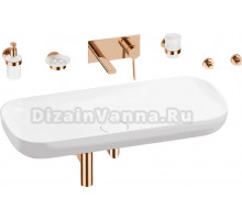 Комплект 8 в 1 Wellsee Croquis 201005824 глянцевый белый, розовое золото, С ВНУТРЕННЕЙ ЧАСТЬЮ