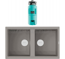 Комплект Мойка Omoikiri Kitagawa 86-2-GR, leningrad grey + Измельчитель Nagare slim 1250-AZ, azur blue