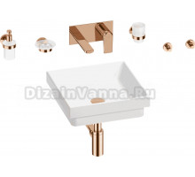 Комплект 8 в 1 Wellsee Doux 201005939 глянцевый белый, розовое золото, С ВНУТРЕННЕЙ ЧАСТЬЮ