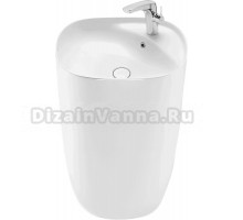 Раковина напольная SantiLine SL-4018 50 глянцевая белая, прямоугольная, моноблок, фаянс