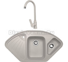 Комплект Мойка Zigmund & Shtain Eckig 1000.2, осенняя трава + Смеситель ZS 0400, осенняя трава