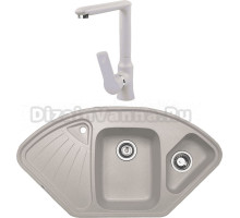 Комплект Мойка Zigmund & Shtain Eckig 1000.2, осенняя трава + Смеситель ZS 0700, осенняя трава