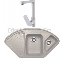 Комплект Мойка Zigmund & Shtain Eckig 1000.2, осенняя трава + Смеситель ZS 0800, осенняя трава