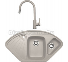 Комплект Мойка Zigmund & Shtain Eckig 1000.2, осенняя трава + Смеситель ZS 1700, осенняя трава