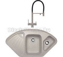 Комплект Мойка Zigmund & Shtain Eckig 1000.2, осенняя трава + Смеситель ZS 2300, осенняя трава