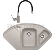 Комплект Мойка Zigmund & Shtain Eckig 1000.2, осенняя трава + Смеситель ZS 2400B, осенняя трава