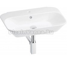 Накладная раковина Wellsee Eclatant 201001731 65 глянцевая белая, хром, прямоугольная, фаянс, с 1 отверстием под смеситель