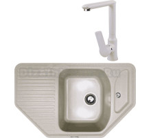 Комплект Мойка Zigmund & Shtain Eckig 800, осенняя трава + Смеситель ZS 0700, осенняя трава