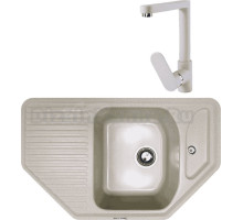 Комплект Мойка Zigmund & Shtain Eckig 800, осенняя трава + Смеситель ZS 0800, осенняя трава