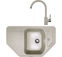 Комплект Мойка Zigmund & Shtain Eckig 800, осенняя трава + Смеситель ZS 1600, осенняя трава