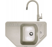 Комплект Мойка Zigmund & Shtain Eckig 800, осенняя трава + Смеситель ZS 1700, осенняя трава