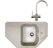 Комплект Мойка Zigmund & Shtain Eckig 800, осенняя трава + Смеситель ZS 1800, осенняя трава