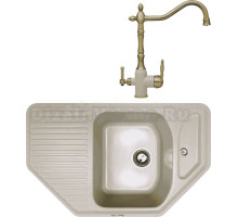 Комплект Мойка Zigmund & Shtain Eckig 800, осенняя трава + Смеситель ZS 1900B, осенняя трава