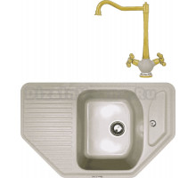 Комплект Мойка Zigmund & Shtain Eckig 800, осенняя трава + Смеситель ZS 2100, осенняя трава