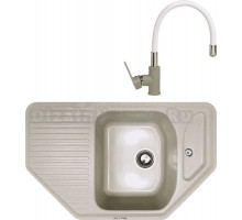 Комплект Мойка Zigmund & Shtain Eckig 800, осенняя трава + Смеситель ZS 2400W, осенняя трава