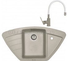 Комплект Мойка Zigmund & Shtain Eckig 900, осенняя трава + Смеситель ZS 2400W, осенняя трава