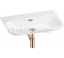 Накладная раковина Wellsee Eclatant 2.0 201001754 65 глянцевая белая, розовое золото, прямоугольная, фаянс, с 1 отверстием под смеситель