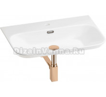 Накладная раковина Wellsee Eclatant 2.0 201001759 65 глянцевая белая, розовое золото, прямоугольная, фаянс, с 1 отверстием под смеситель