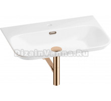 Накладная раковина Wellsee Eclatant 2.0 201001764 65 глянцевая белая, розовое золото, прямоугольная, фаянс, с 1 отверстием под смеситель