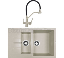 Комплект Мойка Zigmund & Shtain Rechteck 775.2, осенняя трава + Смеситель ZS 2200, осенняя трава