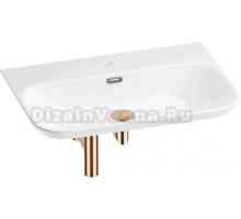 Накладная раковина Wellsee Eclatant 2.0 201001774 65 глянцевая белая, розовое золото, прямоугольная, фаянс, с 1 отверстием под смеситель