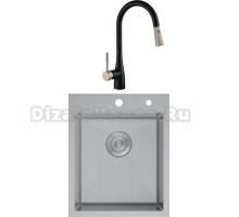 Комплект Мойка D&K DKS415004, сатин + Смеситель Rhein Schiller DA1462517D