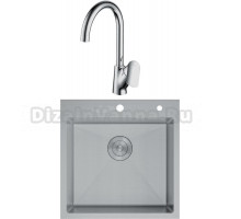 Комплект Мойка D&K DKS505004, сатин + Смеситель Baciano DA1032401