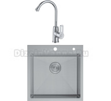 Комплект Мойка D&K DKS505004, сатин + Смеситель Paulinus Rhein