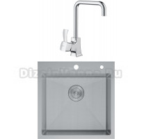 Комплект Мойка D&K DKS505004, сатин + Смеситель Rhein Bach