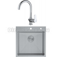 Комплект Мойка D&K DKS505004, сатин + Смеситель Rhein Marx