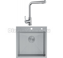 Комплект Мойка D&K DKS505004, сатин + Смеситель Rhein Schiller DA1461601