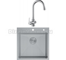 Комплект Мойка D&K DKS505004, сатин + Смеситель Rhein Valerius DA1361601