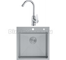 Комплект Мойка D&K DKS505004, сатин + Смеситель Rhein Valerius