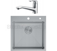 Комплект Мойка D&K DKS505004, сатин + Смеситель Rialto