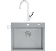 Комплект Мойка D&K DKS604504, сатин + Смеситель Baciano DA1032456