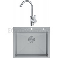 Комплект Мойка D&K DKS604504, сатин + Смеситель Paulinus Rhein
