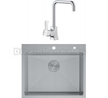 Комплект Мойка D&K DKS604504, сатин + Смеситель Rhein Bach
